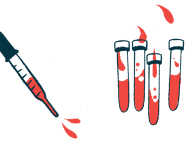 Illustration of syringe and vials with blood.