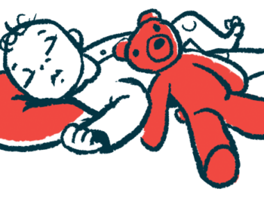 newborns | Myasthenia Gravis News | transient neonatal myasthenia gravis | illustration of infant sleeping with teddy bear