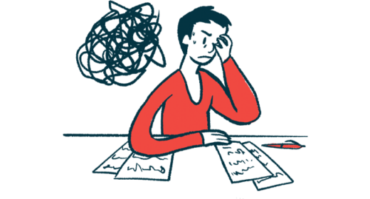A person sitting at a desk is shown struggling with to control negative emotions.