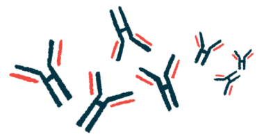 An illustration shows a cluster of antibodies.