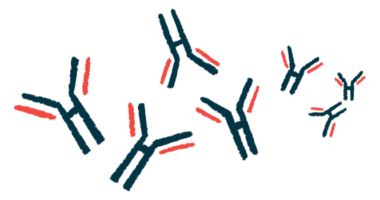 An illustration shows a cluster of antibodies.