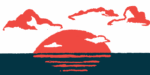The sun is seen setting over water.