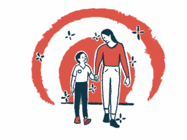 An illustration of an adult and a child holding hands.