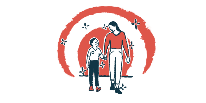 An illustration of an adult and a child holding hands.