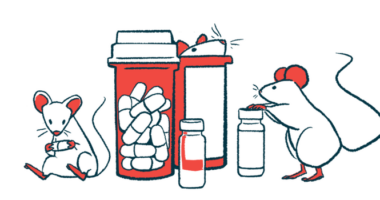 This illustration shows lab mic playing around bottles of oral medicines.