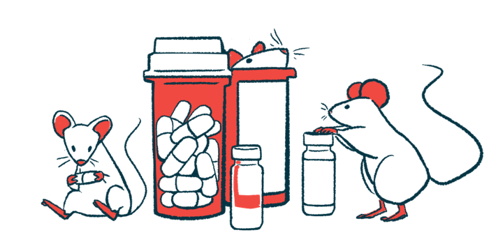 This illustration shows lab mic playing around bottles of oral medicines.
