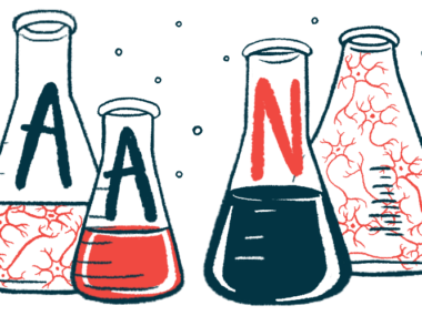 Illustration of the letters A, A, and N on separate flasks.