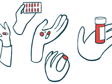 Hands are shown holding tablets and capsules.