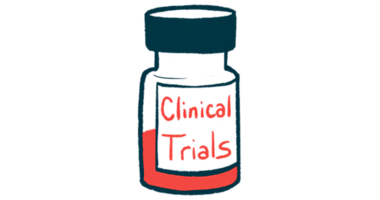 A half-filled liquid prescription medication bottle bears a label reading 