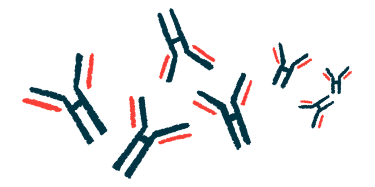 An illustration shows a cluster of antibodies.