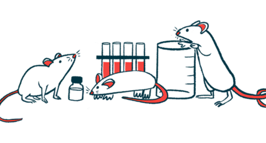 Three mice investigate lab equipment.
