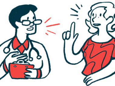 A woman speaks to a clinician.