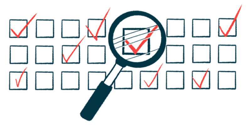 In this illustration of a survey sheet featuring checked and unchecked boxes, a magnifying glass hovers over a checked box.