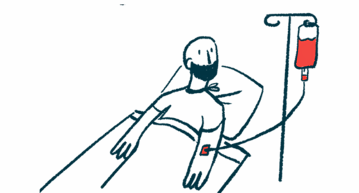 A patient in a hospital bed is shown being given an infusion.