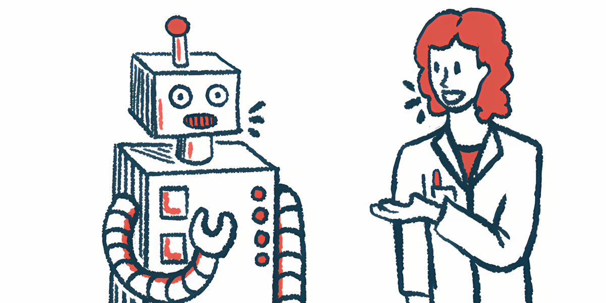 A doctor and a robot engage in conversation.