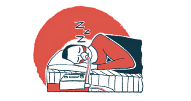 A person sleeps while hooked up to a CPAP machine.