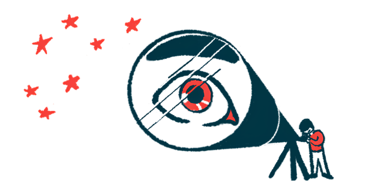 An illustration shows a telescope with a giant eye in its lens.