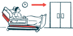 An illustration of a patient on a gurney waiting to be wheeled into surgery.