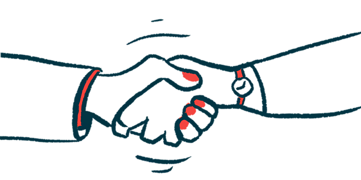 An illustration provides a close-up view of two hands clasped in a handshake.