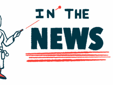 A doctor in a lab coat uses a laser pointer to highlight the words 