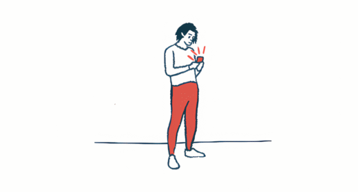 An illustration of a man looking at his smartphone.
