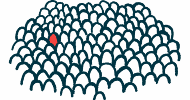 A person is highlighted in red among a crowd.