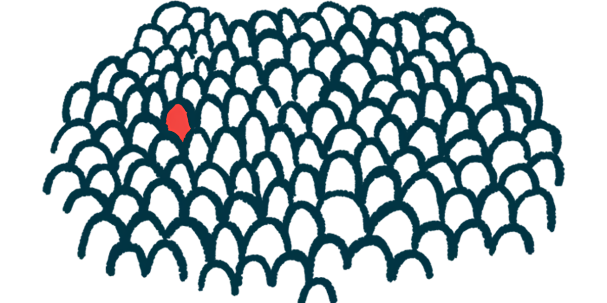 A person is highlighted in red among a crowd.