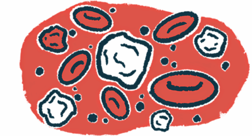 Illustration of immune cells and red blood cells circulating in the bloodstream.