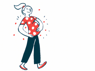 An illustration shows a pregnant woman smiling and holding her stomach.