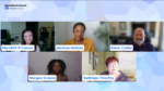 Screenshot of five myasthenia gravis webinar panelists: Meridith O’Connor, Jasmine Nathan, Glenn Cutler, Morgan Greene, and Kathleen Timothy.