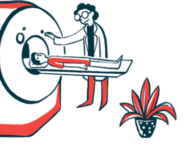 Illustration of a doctor examining a patient lying on a medical scanner.