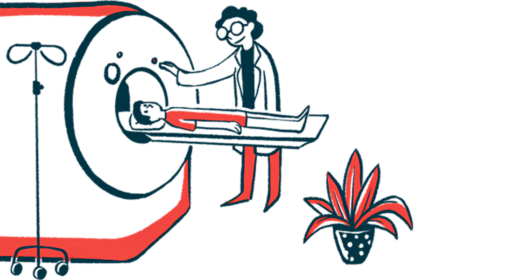 Illustration of a doctor examining a patient lying on a medical scanner.