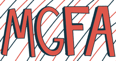 An illustration shows the abbreviation MGFA, which stands for the Myasthenia Gravis Foundation of America, in large, red capital letters.
