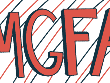 An illustration shows the abbreviation MGFA, which stands for the Myasthenia Gravis Foundation of America, in large, red capital letters.