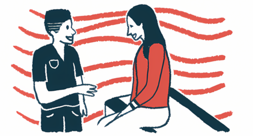An illustration of a healthcare professional speaking with a female patient.